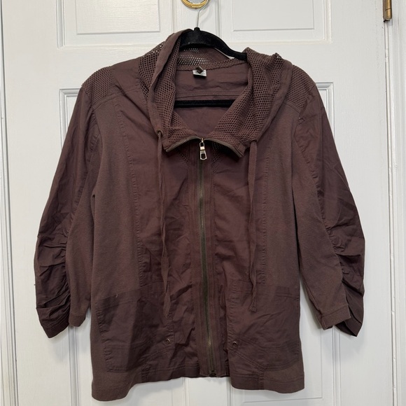 XCVI Tops - XCVI‎ Brown 3/4 Sleeve Lightweight Jacket Size Large
